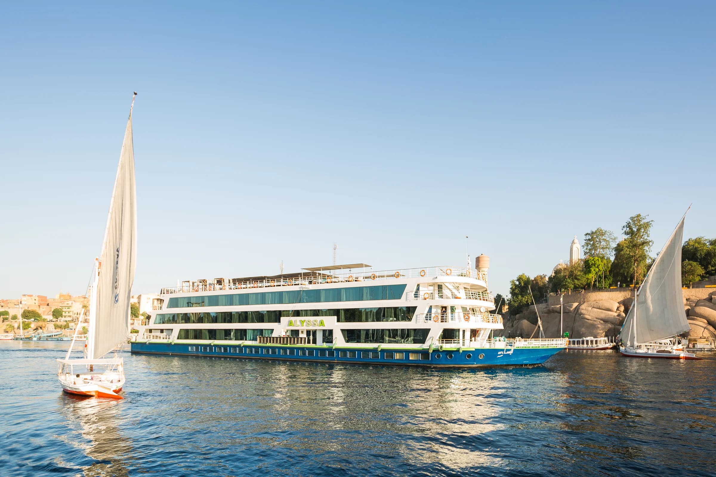 M/Y Alyssa with feluccas on the Nile